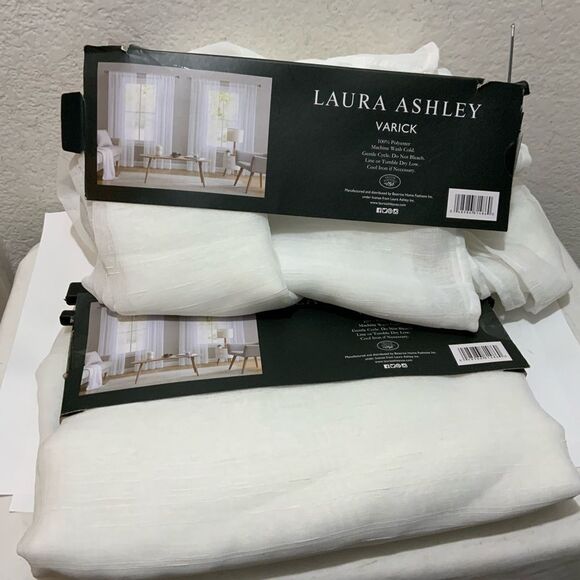 Set of 2 Laura Ashley varick Pole Top Window Curtains Two 38 x 96” Panels New - Picture 1 of 7